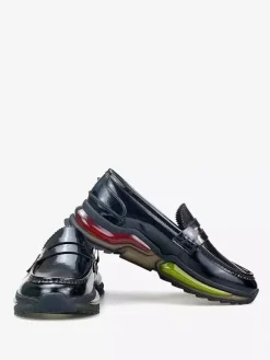 Mocassins Penny Loafer à bout rond en cuir de vache pour homme