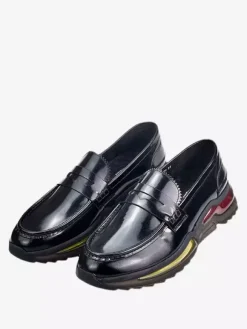Mocassins Penny Loafer à bout rond en cuir de vache pour homme