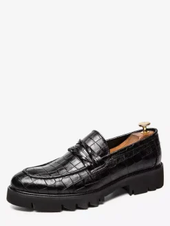 Mocassins Penny pour hommes chaussures à enfiler à bout pointu chaussures Brogue antidérapantes résistantes à l'usure semelle épaisse