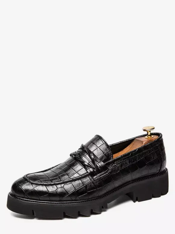 Mocassins Penny pour hommes chaussures à enfiler à bout pointu chaussures Brogue antidérapantes résistantes à l'usure semelle épaisse