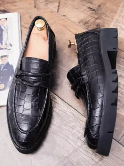 Mocassins Penny pour hommes chaussures à enfiler à bout pointu chaussures Brogue antidérapantes résistantes à l'usure semelle épaisse