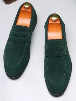 Mocassins Penny pour hommes chaussures décontractées à enfiler en cuir PU et velours