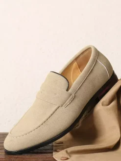 Mocassins Penny pour hommes chaussures décontractées à enfiler en cuir PU et velours
