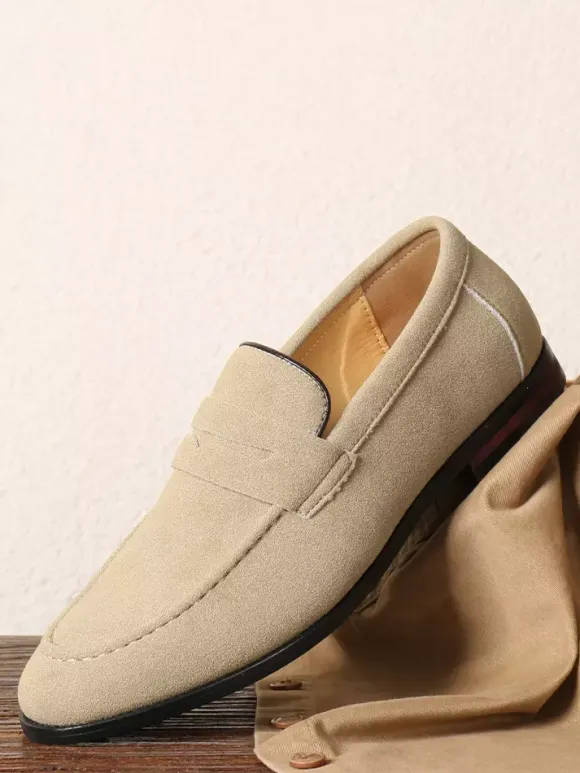 Mocassins Penny pour hommes chaussures décontractées à enfiler en cuir PU et velours