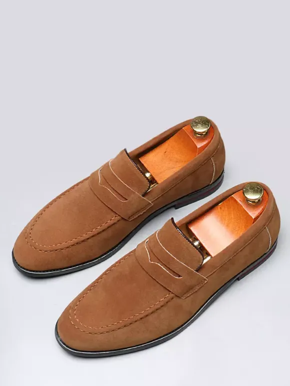 Mocassins Penny pour hommes chaussures décontractées à enfiler en cuir PU et velours