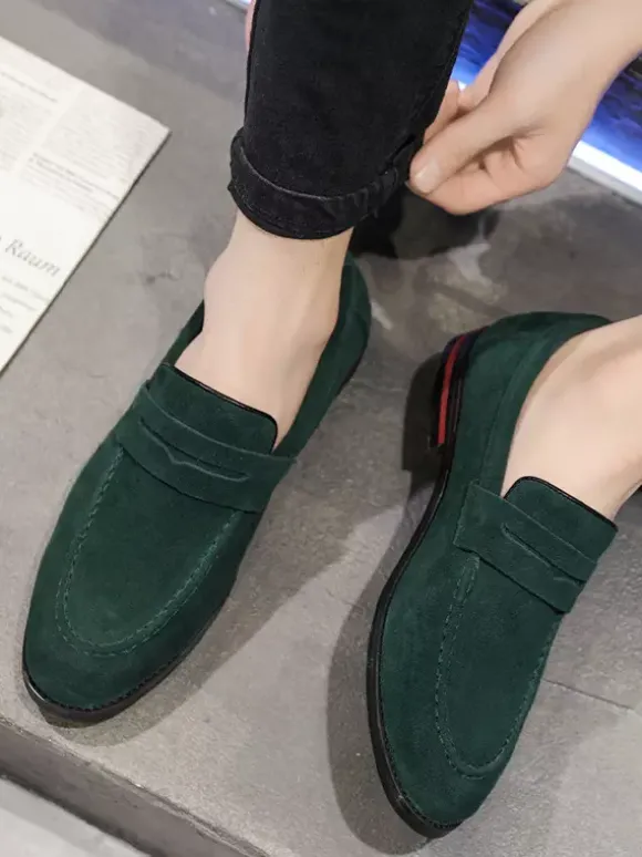 Mocassins Penny pour hommes chaussures décontractées à enfiler en cuir PU et velours
