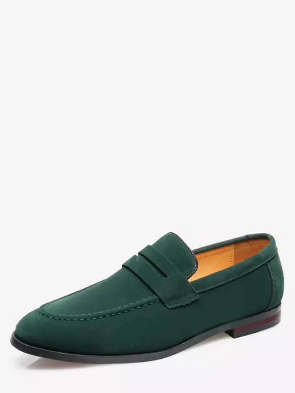 Mocassins Penny pour hommes chaussures décontractées à enfiler en cuir PU et velours