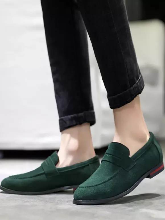 Mocassins Penny pour hommes chaussures décontractées à enfiler en cuir PU et velours