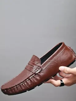 Mocassins Penny pour hommes chaussures à enfiler en cuir à pointes chaussures de fête légères et résistantes