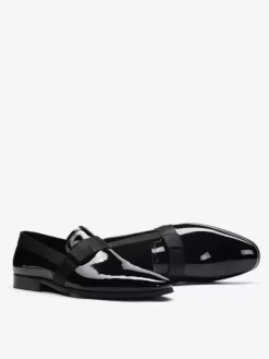 Mocassins Penny pour hommes bout rond en cuir de vache verni à enfiler chaussures de bal et de mariage