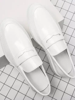 Mocassins Penny pour hommes chaussures de mariage à plateforme en cuir verni basses confortables à semelle souple antidérapantes pour le travail et les affaires