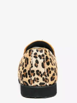 Mocassins pour hommes en daim à bout rond et imprimé léopard