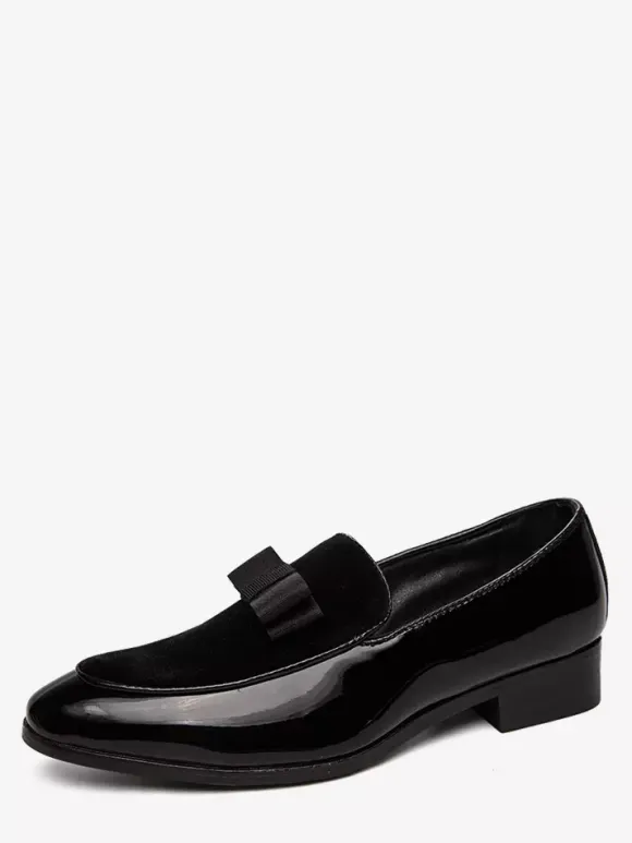 Mocassins belges à enfiler pour hommes bout pointu ruban décoré chaussures Penny mocassins en cuir et daim épissé