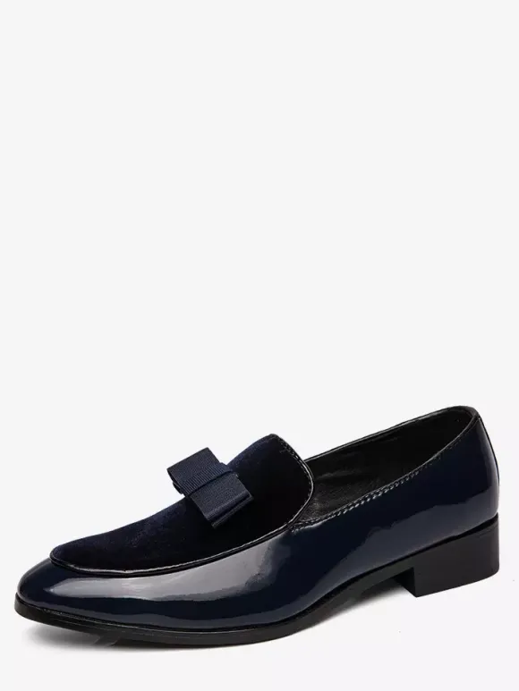 Mocassins belges à enfiler pour hommes bout pointu ruban décoré chaussures Penny mocassins en cuir et daim épissé