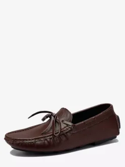 Mocassins belges à lacets pour hommes chaussures de pont en similicuir à pointes légères antidérapantes et flexibles