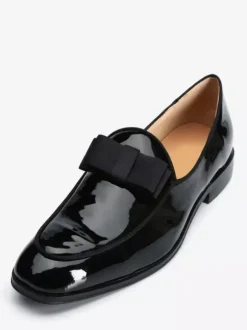 Mocassins belges noirs pour hommes chaussures de marié à bout carré et n艙ud chaussures de soirée pour mariage