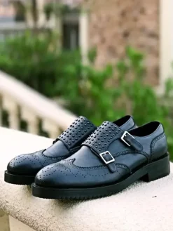 Mocassins à boucle en cuir de vache pour hommes