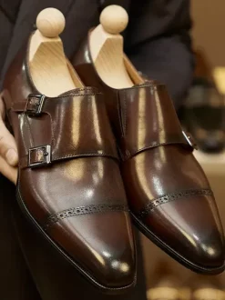 Mocassins à boucle en cuir pour homme chaussures de mariage formelles à brides