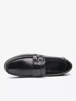 Mocassins à boucle pour homme confortables en cuir PU à enfiler avec boucle latérale