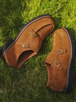Mocassins à boucle pour homme en daim et cuir chaussures à enfiler épaisses et chics