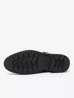 Mocassins à boucle pour homme plateforme tissée en cuir verni à bride en T à enfiler