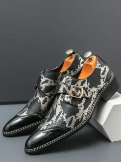 Mocassins à boucle pour hommes chaussures habillées Oxford de luxe pour soirée bal de promo chaussures formelles à enfiler