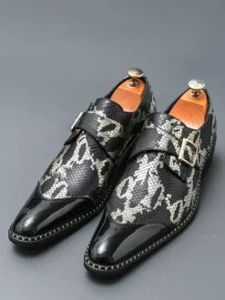 Mocassins à boucle pour hommes chaussures habillées Oxford de luxe pour soirée bal de promo chaussures formelles à enfiler