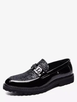 Mocassins à bout pointu brillants pour hommes chaussures habillées à enfiler