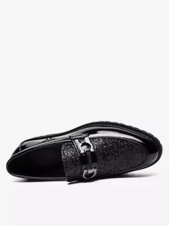 Mocassins à bout pointu brillants pour hommes chaussures habillées à enfiler