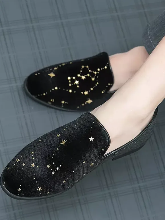 Mocassins classiques à enfiler pour hommes chaussures noires de style décontracté chaussures pointues en daim de haute qualité avec broderie étoile