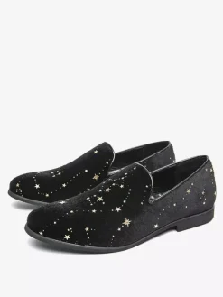 Mocassins classiques à enfiler pour hommes chaussures noires de style décontracté chaussures pointues en daim de haute qualité avec broderie étoile