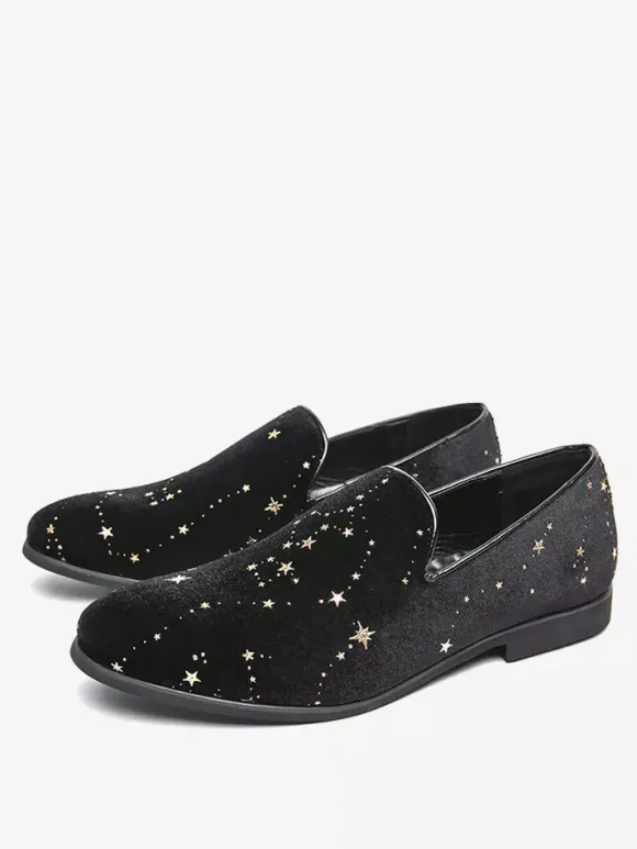 Mocassins classiques à enfiler pour hommes chaussures noires de style décontracté chaussures pointues en daim de haute qualité avec broderie étoile