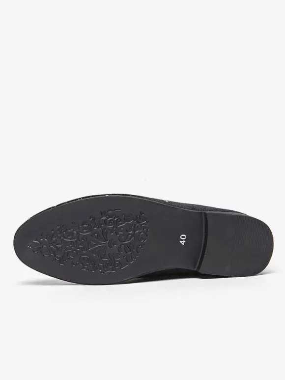 Mocassins classiques à enfiler pour hommes chaussures noires de style décontracté chaussures pointues en daim de haute qualité avec broderie étoile