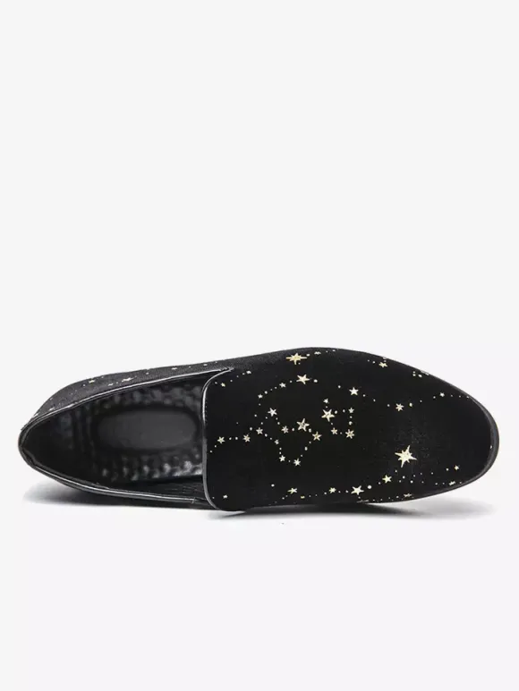 Mocassins classiques à enfiler pour hommes chaussures noires de style décontracté chaussures pointues en daim de haute qualité avec broderie étoile