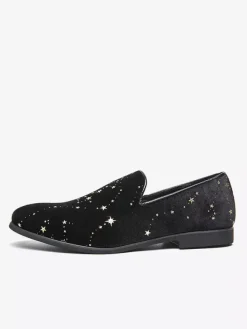 Mocassins classiques à enfiler pour hommes chaussures noires de style décontracté chaussures pointues en daim de haute qualité avec broderie étoile