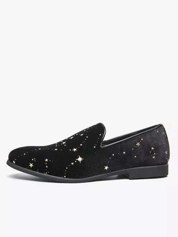 Mocassins classiques à enfiler pour hommes chaussures noires de style décontracté chaussures pointues en daim de haute qualité avec broderie étoile