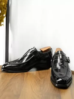 Mocassins en cuir de vache pour hommes chaussures de mariage à sangles moines
