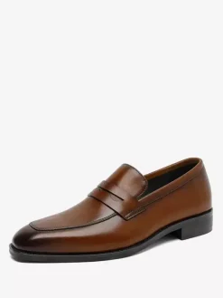 Mocassins en cuir PU à bout rond chaussures chic hommes