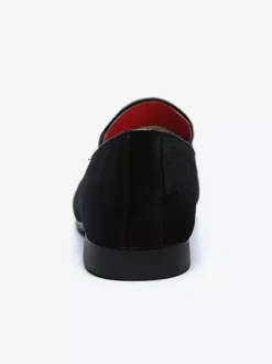 Mocassins à enfiler pour hommes chaussures en daim avec décoration en métal et velours