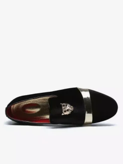 Mocassins à enfiler pour hommes chaussures en daim avec décoration en métal et velours