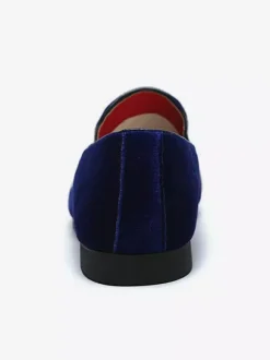 Mocassins à enfiler pour hommes chaussures en daim avec décoration en métal et velours