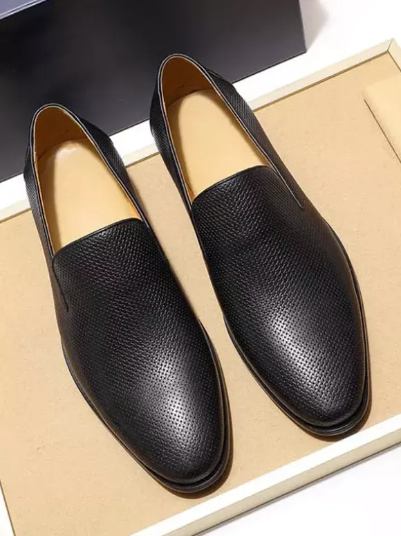 Mocassins à enfiler pour hommes chaussures d'affaires en cuir tressé chaussures de bureau formelles pour hommes