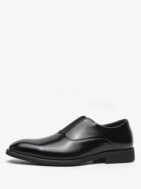 Mocassins à enfiler pour hommes plateforme bout carré en PU pour mariage bal de promo