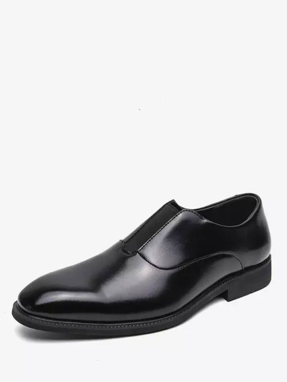 Mocassins à enfiler pour hommes plateforme bout carré en PU pour mariage bal de promo