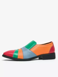 Mocassins à enfiler pour hommes couleur unie grande taille en cuir décontractés à bout pointu respirants pour soirées