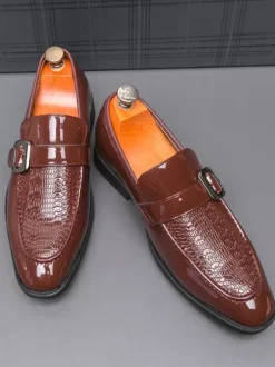 Mocassins à enfiler pour hommes chaussures décontractées noires pour mariage travail formel bout pointu pour smoking