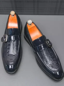 Mocassins à enfiler pour hommes chaussures décontractées noires pour mariage travail formel bout pointu pour smoking