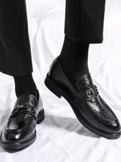 Mocassins à enfiler pour homme chaussures en cuir à talons bas et bout rond