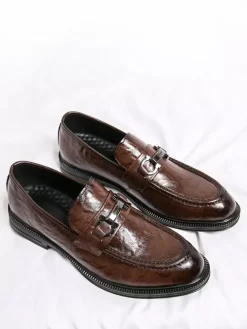 Mocassins à enfiler pour homme chaussures en cuir à talons bas et bout rond