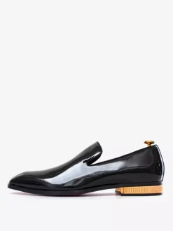 Mocassins à enfiler pour hommes chaussures vernies à bout pointu et talons bas